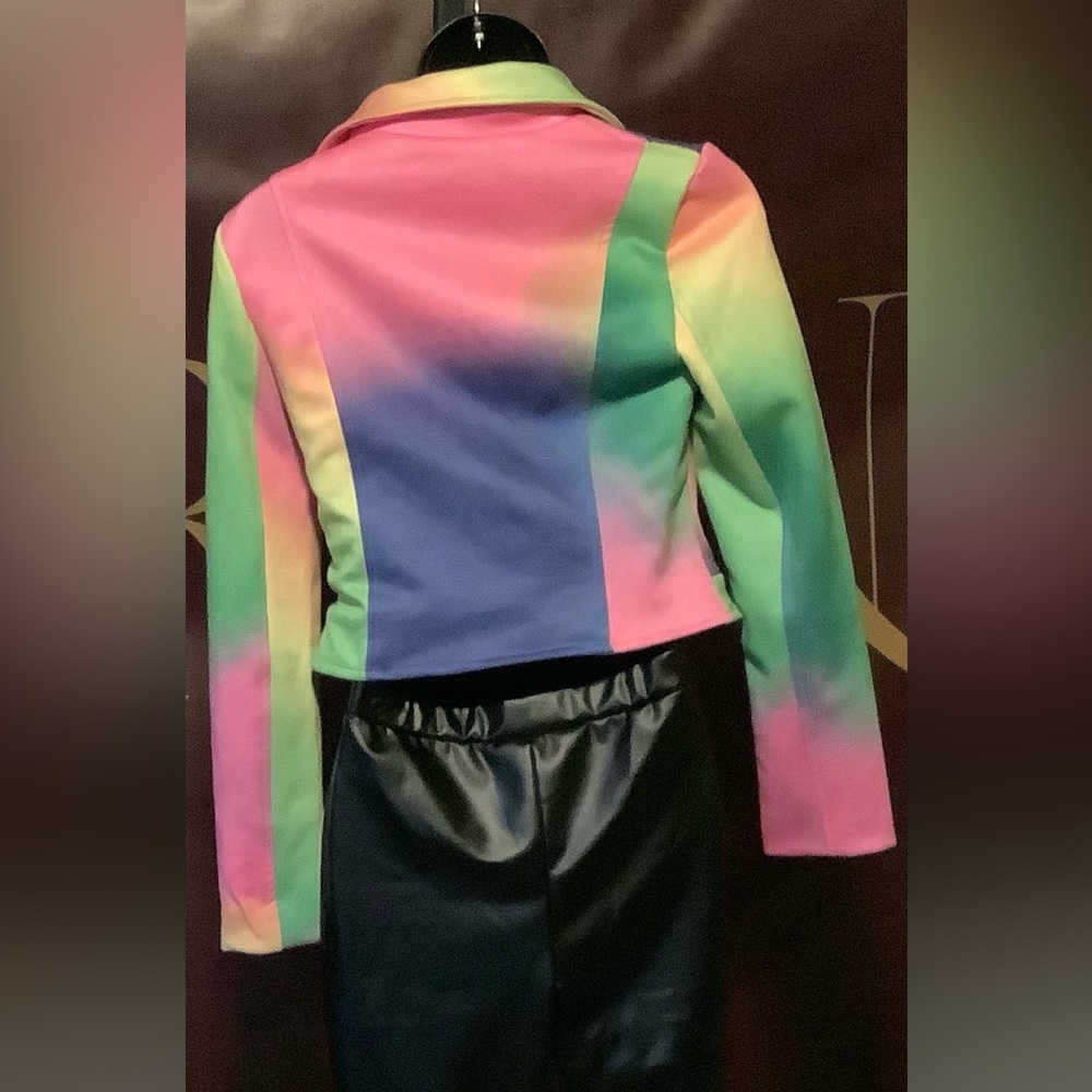 Love Highlight Women's Splash of Color Long Sleeves Painted Biker Jacket - Picture 10 of 11